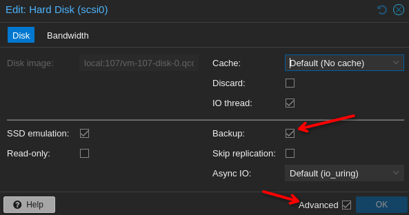 Check de Backup en el disco de la VM