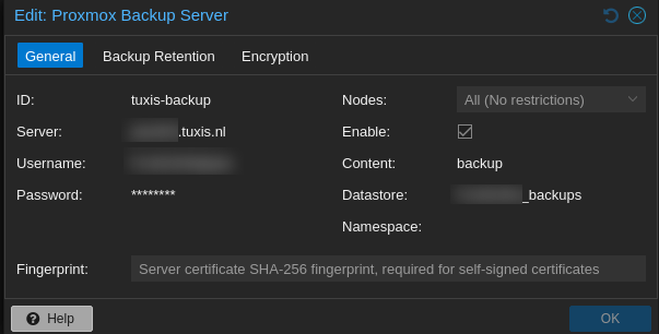 Añadir storage PBS en Datacenter